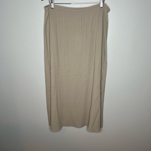 NEW Eileen Fisher beige tan "stone" faux wrap skirt 100% silk georgette sz large - Picture 5 of 10